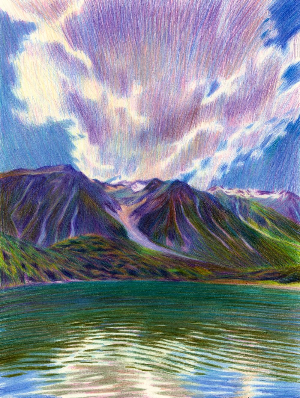 Charge — coloured pencil drawing